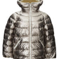 Elegant Silver Quilted Puffy Jacket Overfit Design