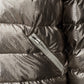 Elegant Silver Quilted Puffy Jacket Overfit Design