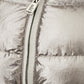 Elegant Silver Quilted Puffy Jacket Overfit Design