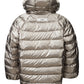 Elegant Silver Quilted Puffy Jacket Overfit Design