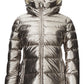Elegant Silver Quilted Jacket with Detachable Hood