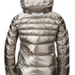 Elegant Silver Quilted Jacket with Detachable Hood