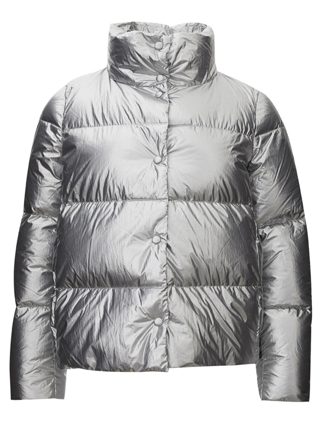 Shimmering Silver Quilted Short Jacket