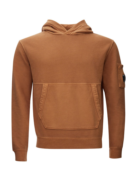 Cotton Hooded Logo Sweatshirt in Brown