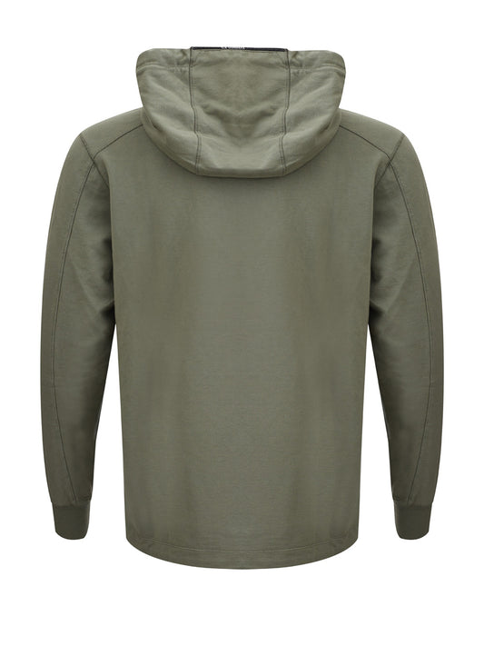 Elegant Green Cotton Hooded Sweatshirt