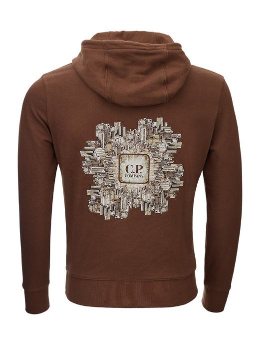 Chic Brown Hooded Sweatshirt with Front Logo