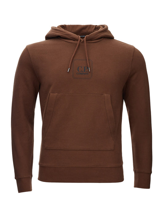 Chic Brown Hooded Sweatshirt with Front Logo