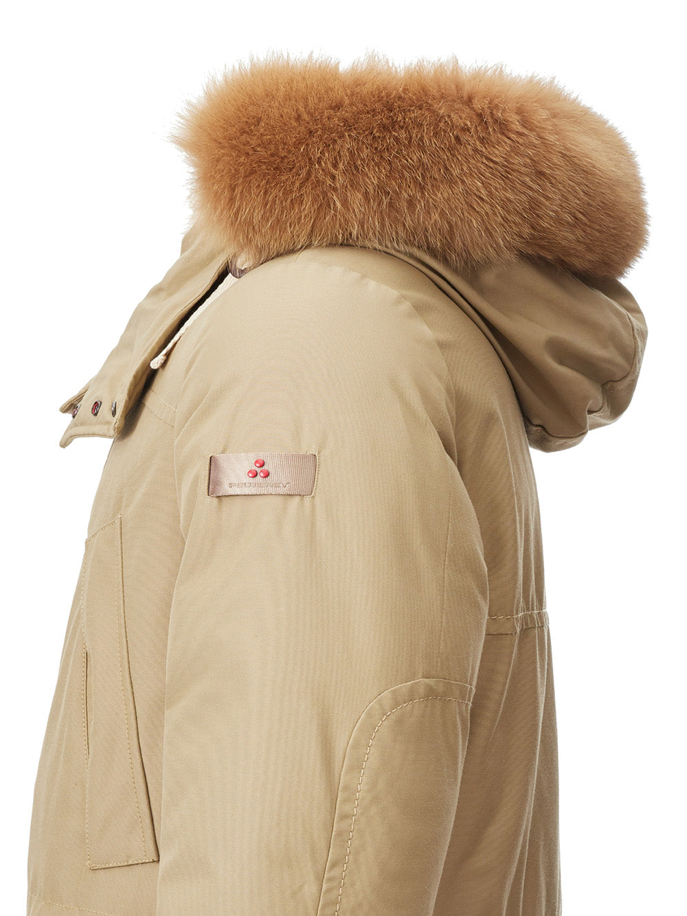 Beige Quilted Parka with Luxe Fur Collar