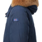 Elegant Blue Quilted Winter Parka with Fox Fur Collar