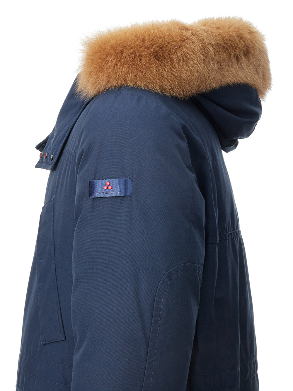 Elegant Blue Quilted Winter Parka with Fox Fur Collar