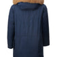 Elegant Blue Quilted Winter Parka with Fox Fur Collar