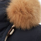 Elegant Navy Quilted Parka with Fur Collar