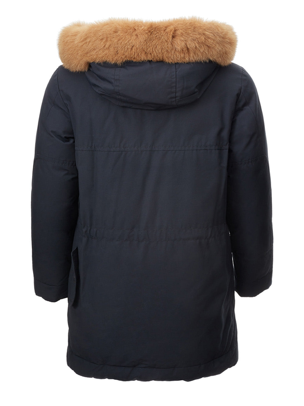 Elegant Navy Quilted Parka with Fur Collar