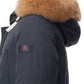 Elegant Navy Quilted Parka with Fur Collar