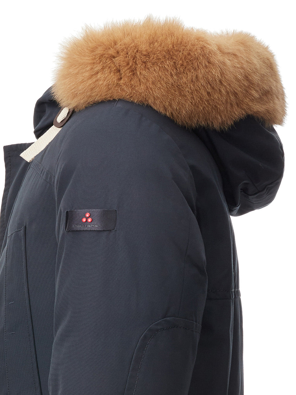 Elegant Navy Quilted Parka with Fur Collar