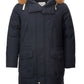 Elegant Navy Quilted Parka with Fur Collar