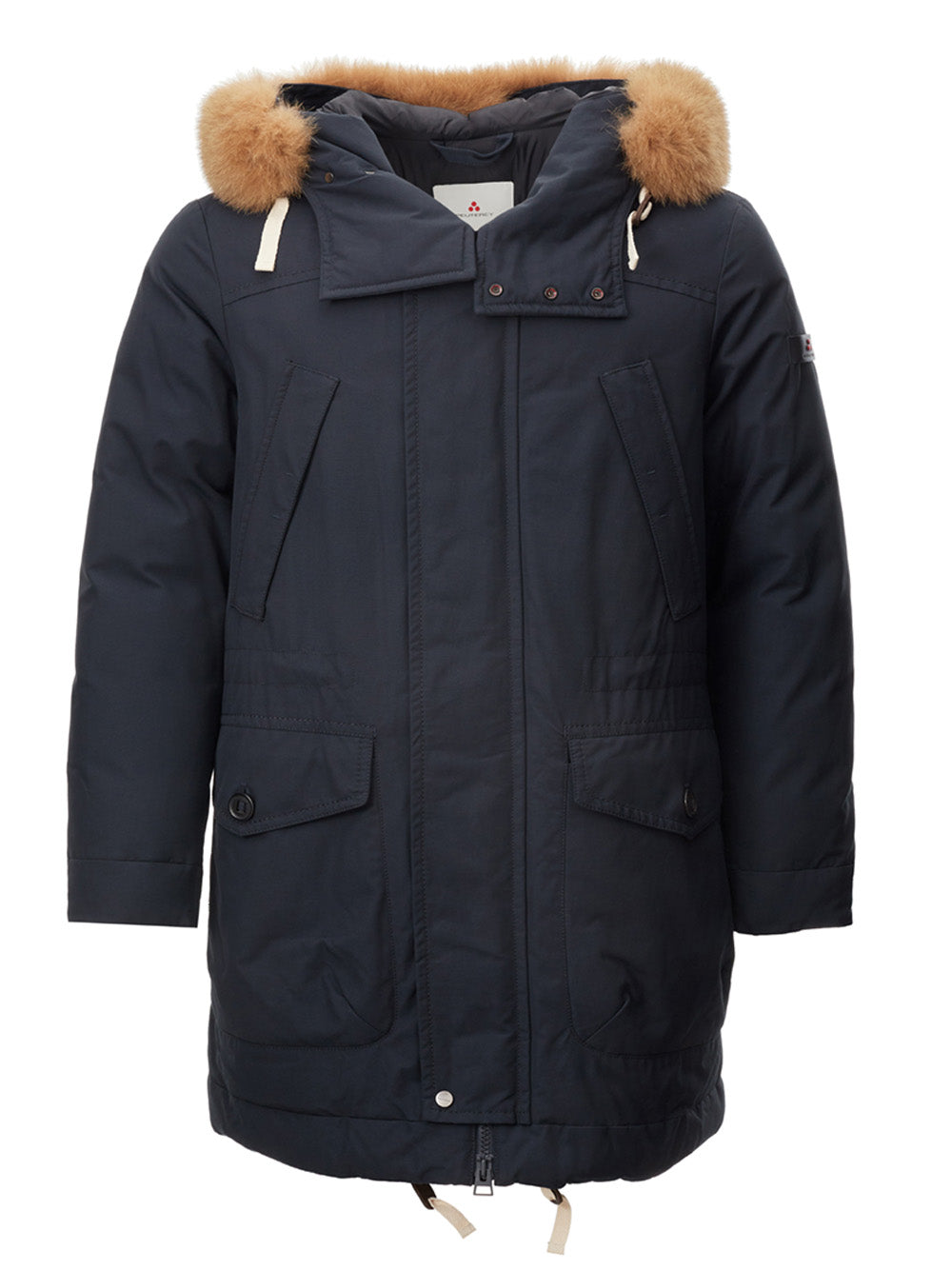 Elegant Navy Quilted Parka with Fur Collar