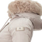 Elegant Quilted Mid-Length Beige Jacket with Fur