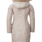 Elegant Quilted Mid-Length Beige Jacket with Fur