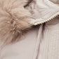 Elegant Quilted Mid-Length Beige Jacket with Fur