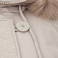 Elegant Quilted Mid-Length Beige Jacket with Fur
