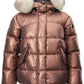 Elegant Bronze Quilted Jacket with Fox Fur Collar
