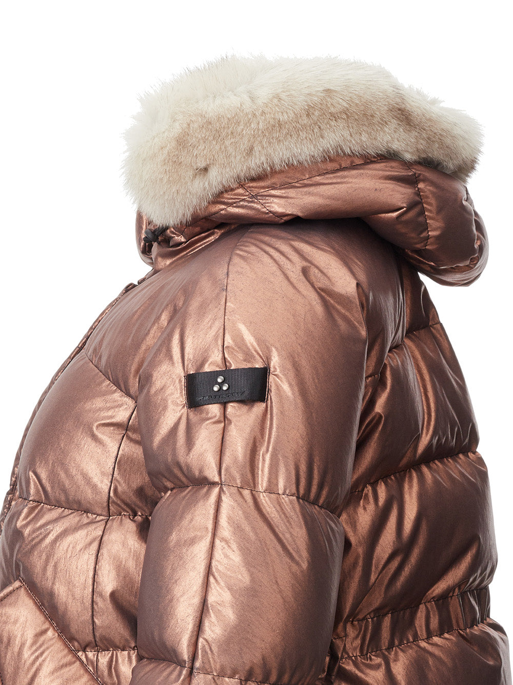 Elegant Bronze Quilted Jacket with Fox Fur Collar