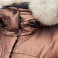 Elegant Bronze Quilted Jacket with Fox Fur Collar