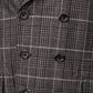 Elegant Grey Checked Mid-Length Trench