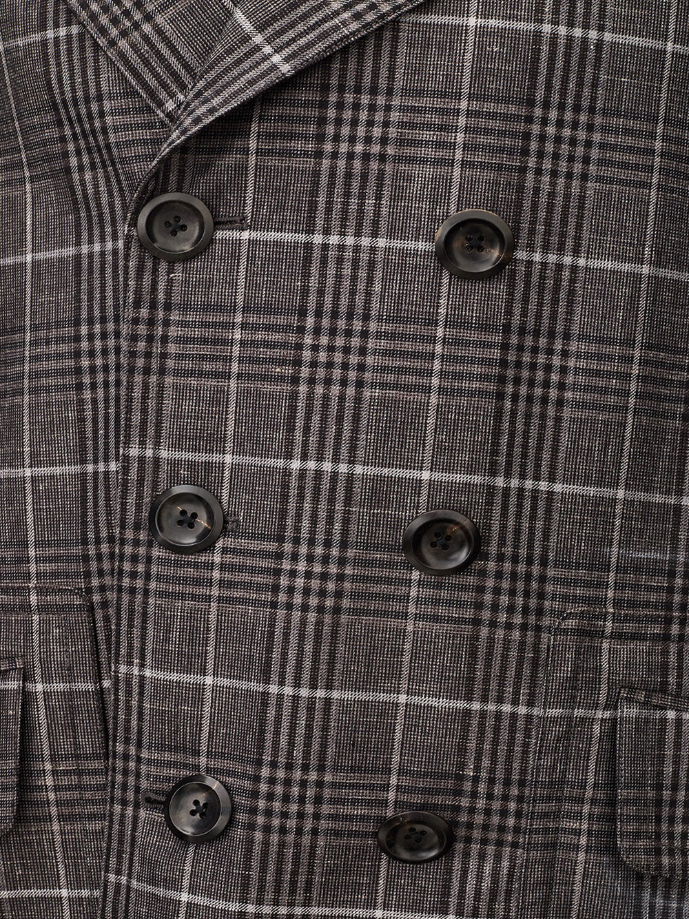 Elegant Grey Checked Mid-Length Trench