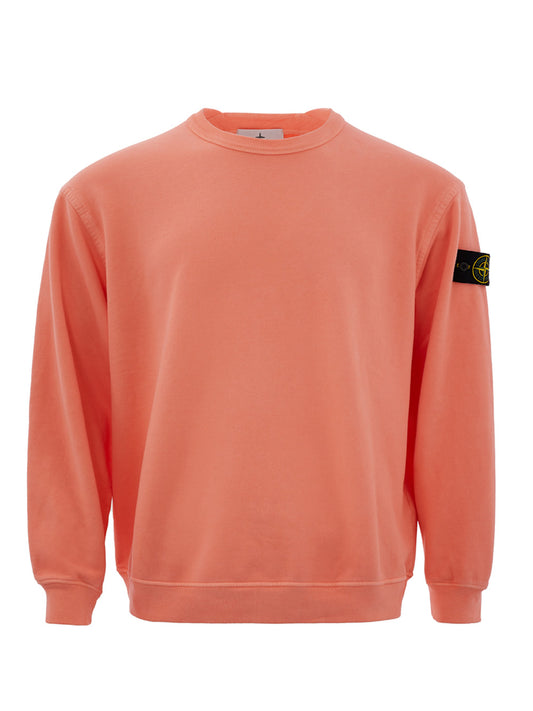 Chic Peach Cotton Sweatshirt with Iconic Patch