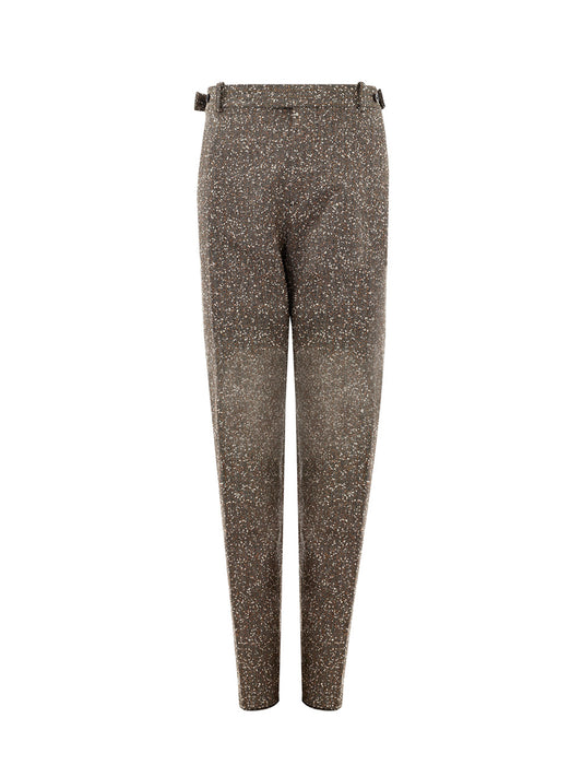 Elegant Brown Knitted Trousers