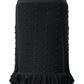 Elegant Black Cotton Skirt with Pompom Details