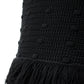 Elegant Black Cotton Skirt with Pompom Details