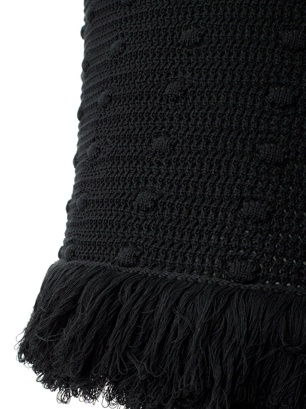 Elegant Black Cotton Skirt with Pompom Details