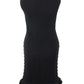Elegant Black Knitted Pencil Dress with Fringes