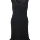 Elegant Black Knitted Pencil Dress with Fringes