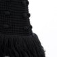 Elegant Black Knitted Pencil Dress with Fringes