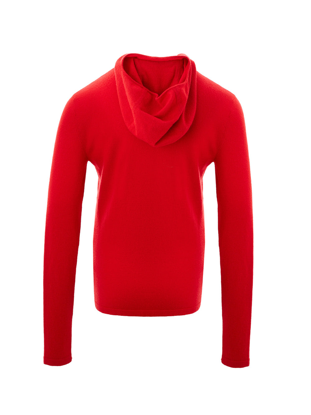 Elegant Red Cashmere Hooded Jumper