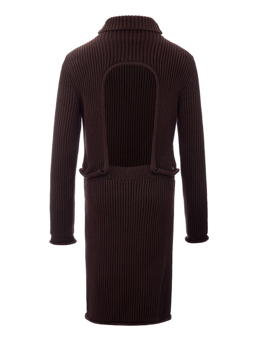 Elegant Ribbed Knit Cotton Pencil Dress