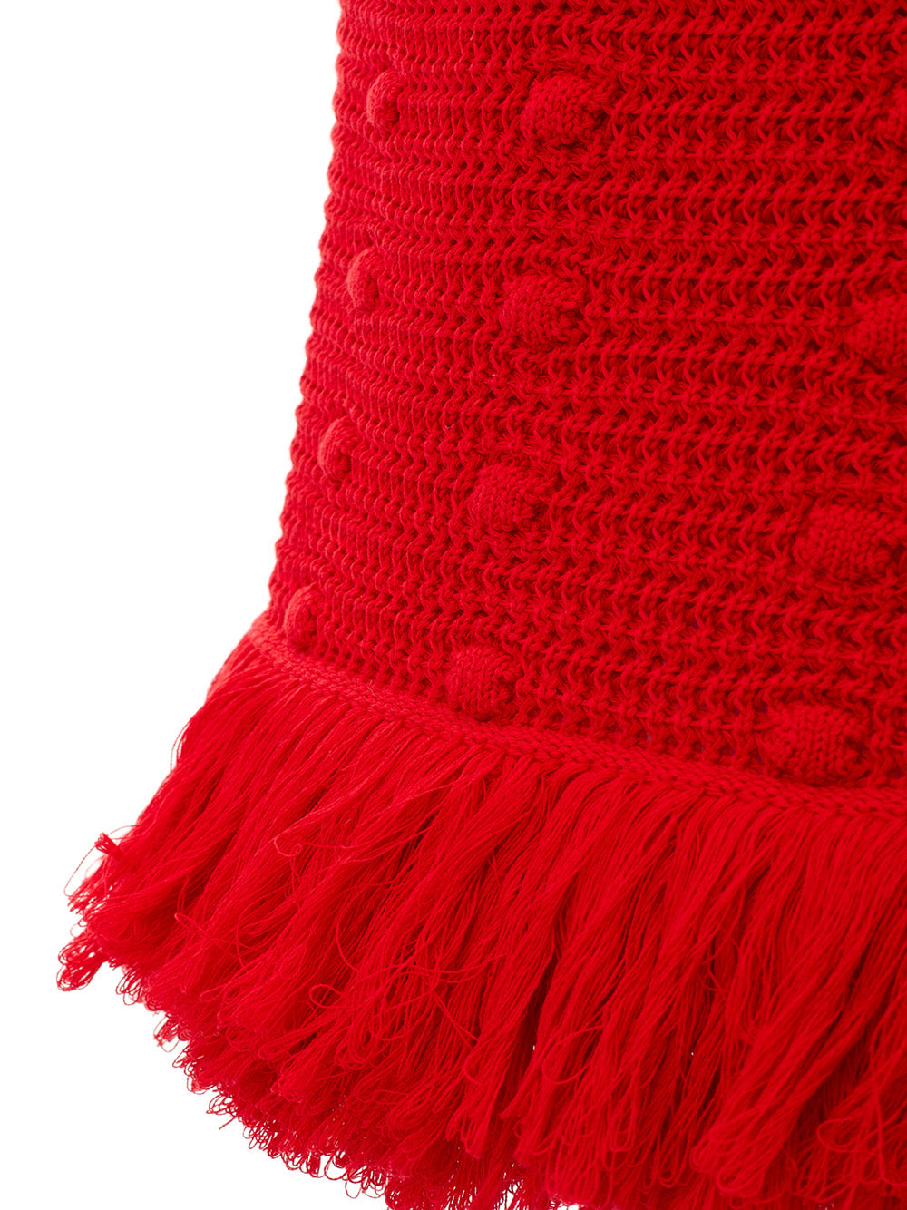 Elegant Red Pompom Detail Pencil Skirt