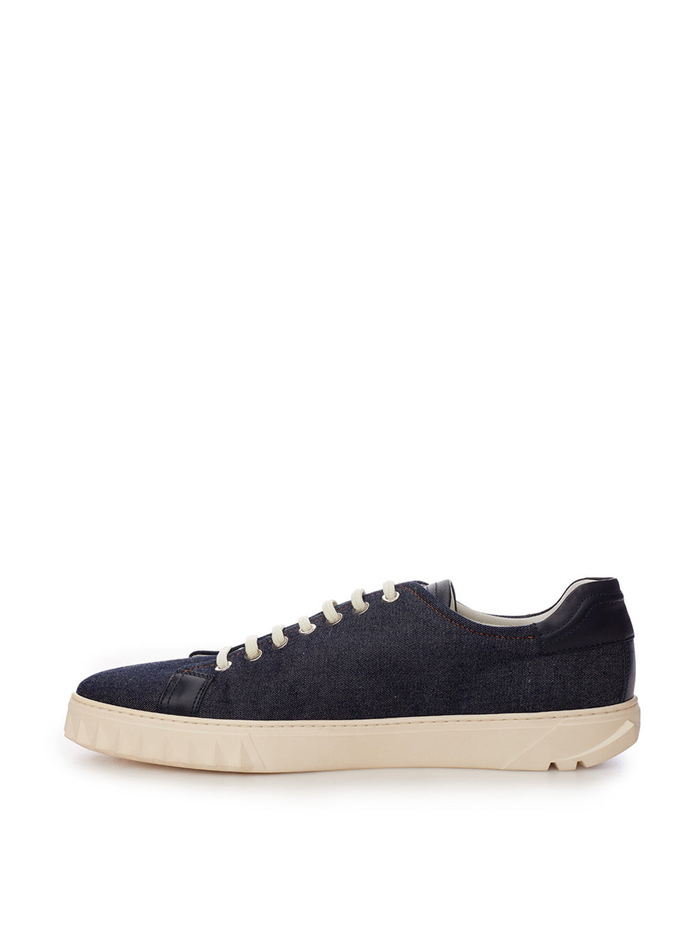 Chic Denim Sneakers With Leather Accents