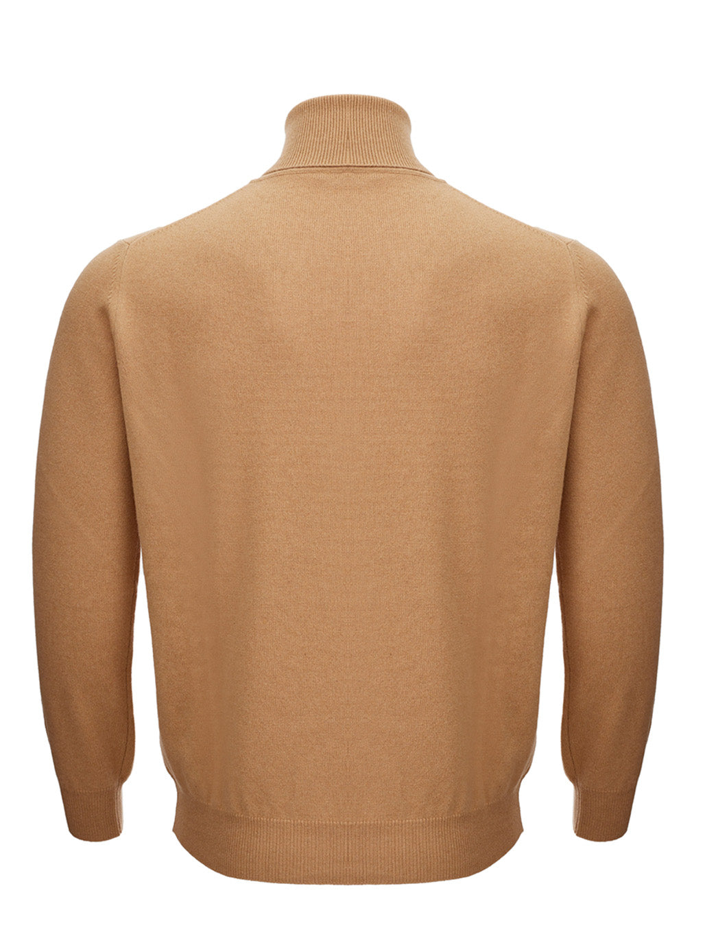 Elegant Camel Beige Wool Blend Turtleneck Sweater