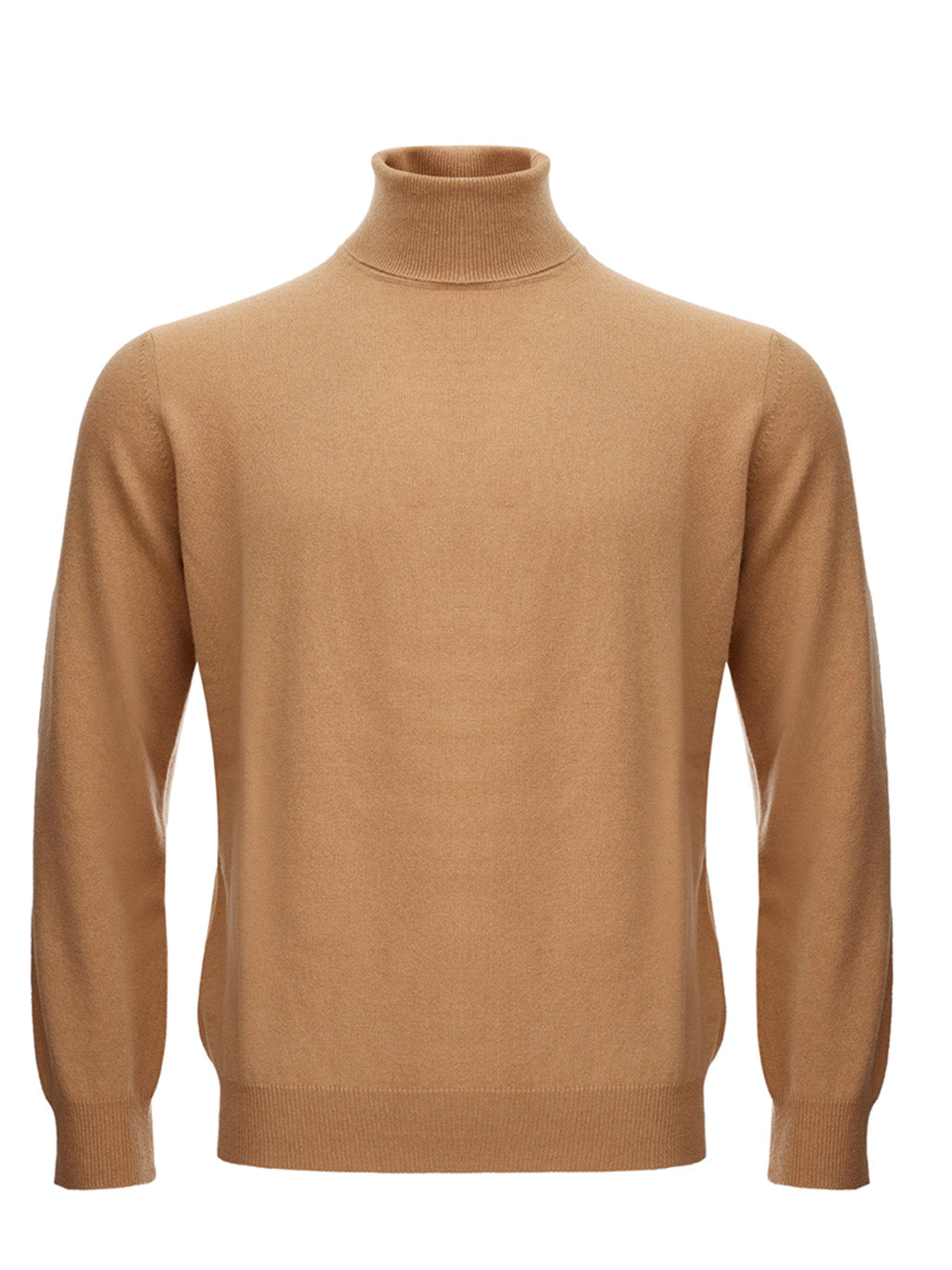 Elegant Camel Beige Wool Blend Turtleneck Sweater