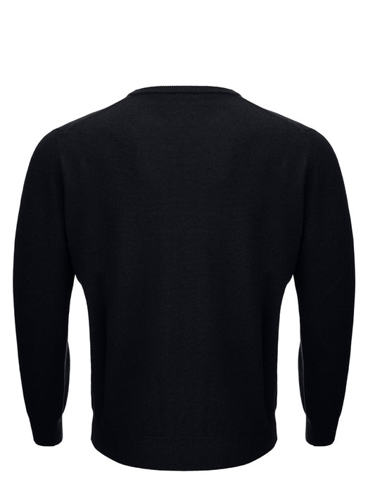 Chic Black Wool Blend Round Neck Sweater