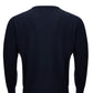 Elegant Blue Wool Blend Round Neck Sweater