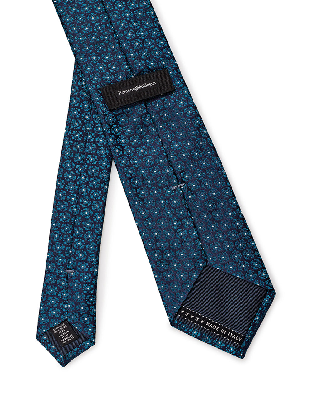 Elegant Floral Silk Tie in Oil Blue