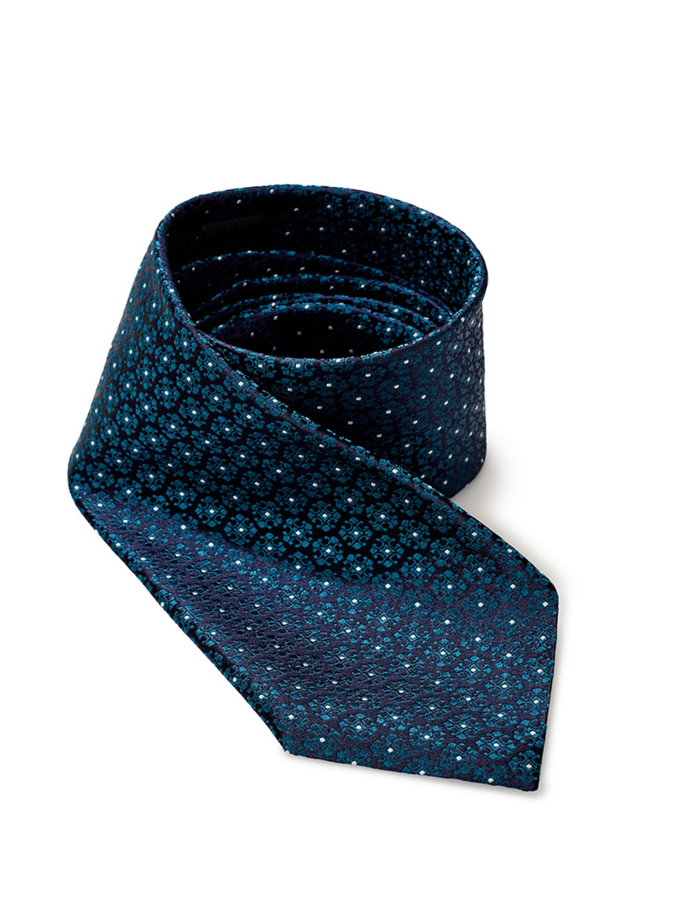 Elegant Floral Silk Tie in Oil Blue