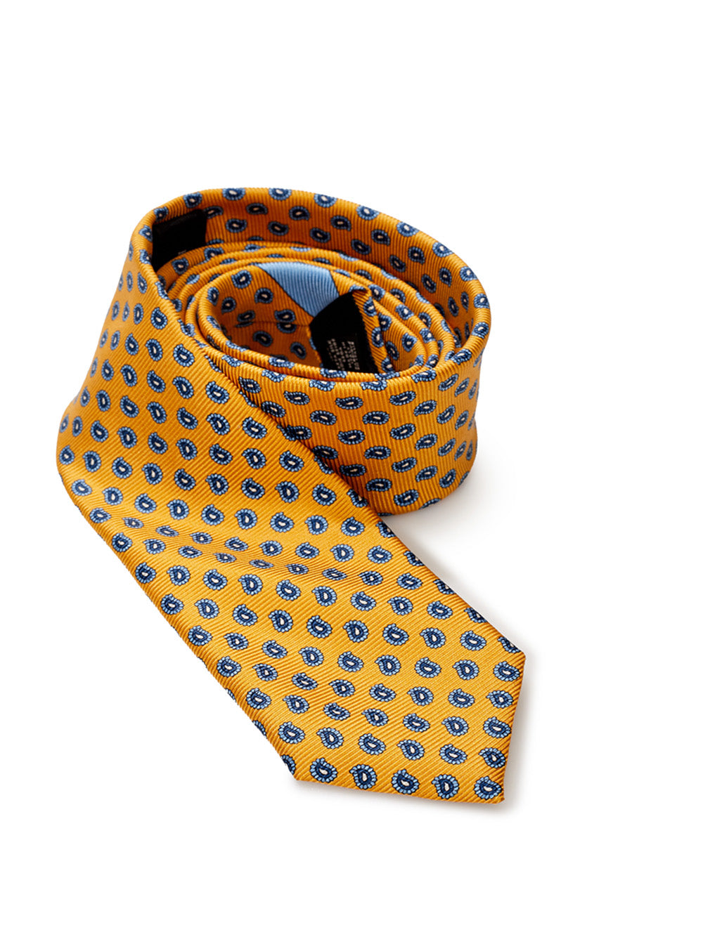 Elegant Yellow Silk Tie with Micro Prints