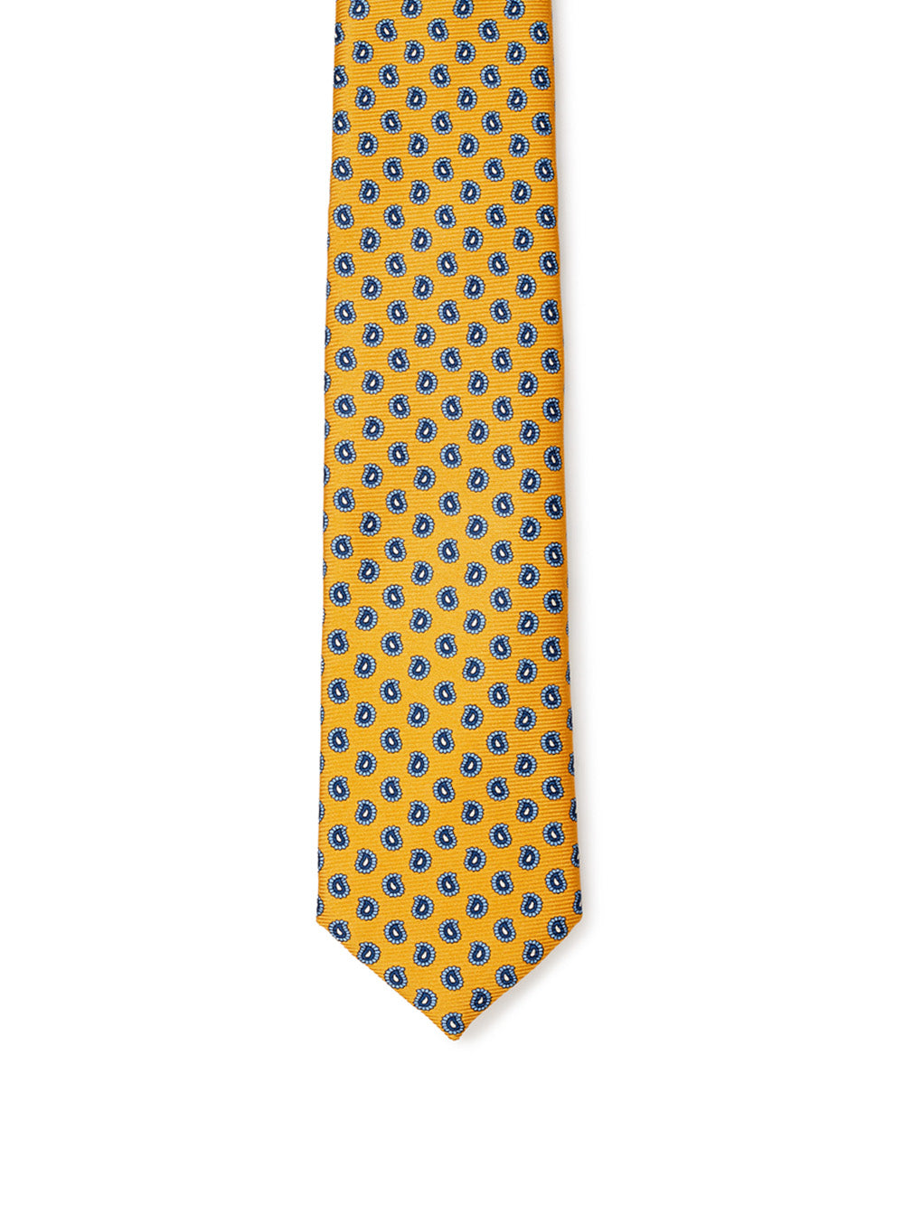 Elegant Yellow Silk Tie with Micro Prints